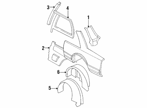 1991 Buick LeSabre Inner Structure - Quarter Panel Diagram