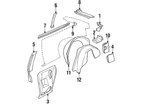 1984 Chevy Citation II Inner Components - Quarter Panel Diagram