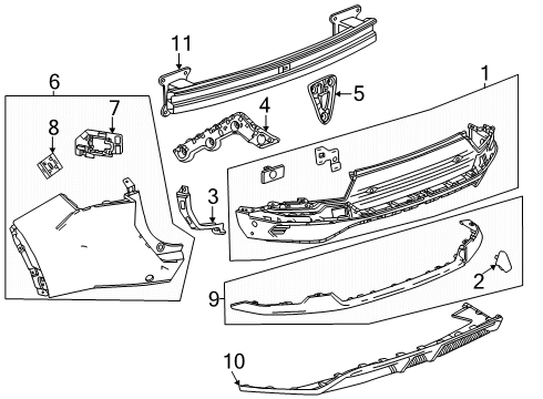 2025 Chevy Equinox EV Fascia, Front And Rear Bumper/Fascia Face Diagram for 85047703