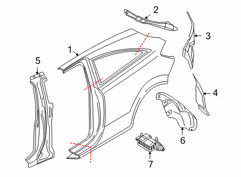 2008 Saturn Astra Quarter Panel & Components Diagram