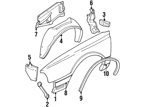 1988 Oldsmobile Delta 88 Splash Shield Bracket, Front Diagram for 25512754