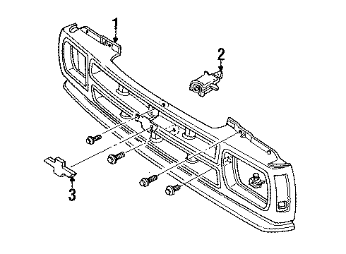 1993 Chevy S10 Blazer Grille, Black Diagram for 88961509