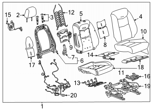 2024 GMC Hummer EV SUV Passenger Seat Components Diagram