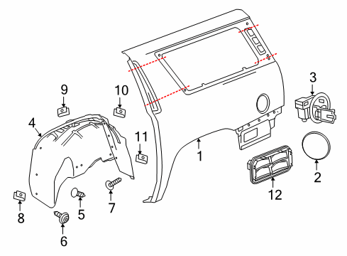 2019 Chevy Suburban Quarter Panel & Components Diagram