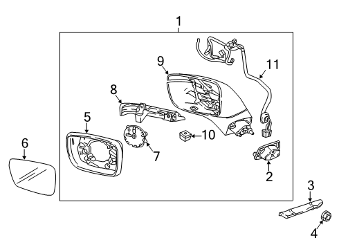 2021 Buick Enclave Mirror Glass, Rear Passenger Side Diagram for 84077035