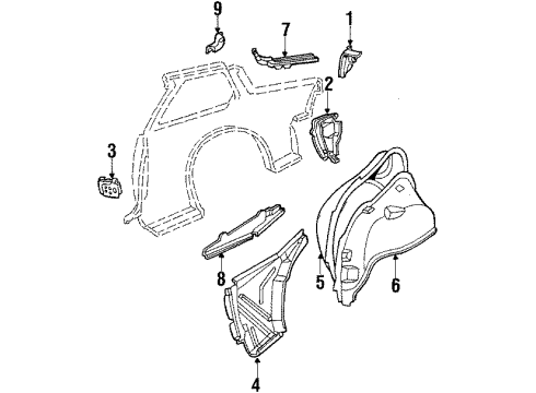 1984 Chevy Cavalier Inner Components - Quarter Panel Diagram