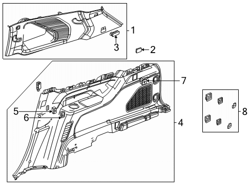 2025 Cadillac ESCALADE IQ Interior Trim - Quarter Panels Diagram