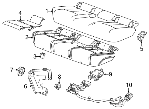 2025 Cadillac OPTIQ Rear Seat Components Diagram 3 - Thumbnail