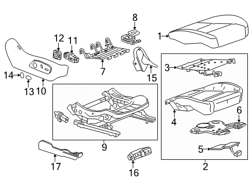 2025 Chevy Traverse Passenger Seat Components Diagram