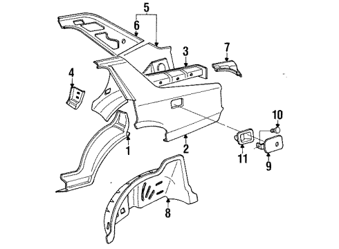 1988 Chevy Spectrum Quarter Panel & Components Diagram 2 - Thumbnail