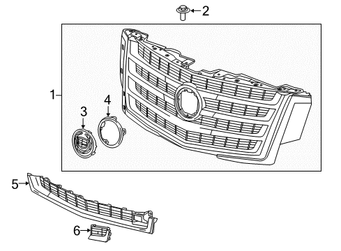 2015 Cadillac Escalade ESV Lower Grille Diagram for 22996061