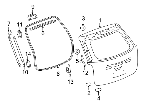 2017 GMC Terrain Lift Cylinder Upper Bracket, Driver Side Diagram for 20800139