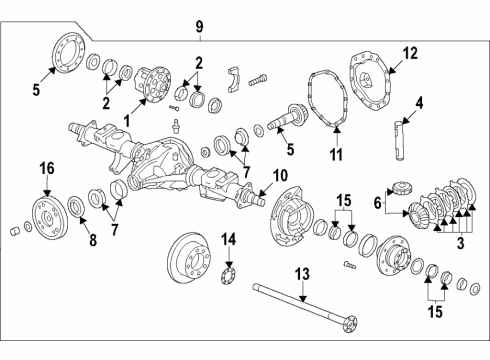 2022 GMC Sierra 2500 HD Axle Bearings, Rear Diagram for 25855295