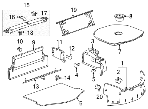 2012 Chevy Camaro Tail Lamp Assembly Retainer Nut Diagram for 11561145