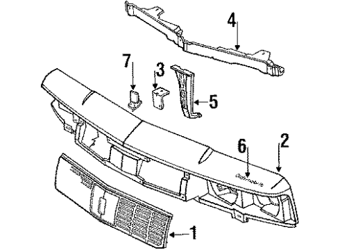 1986 Oldsmobile Cutlass Ciera Grille Diagram for 22528031
