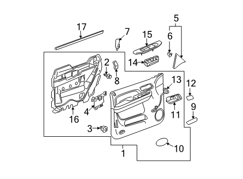2007 Chevy Avalanche Interior Trim - Front Door Diagram