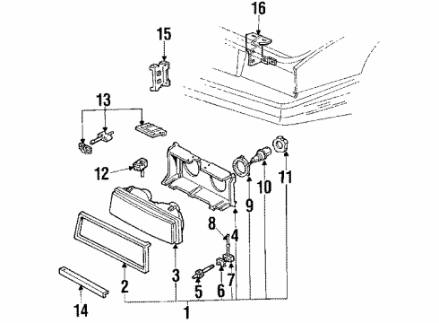 1988 Cadillac Eldorado Mount Bracket, Driver Side Diagram for 1635152