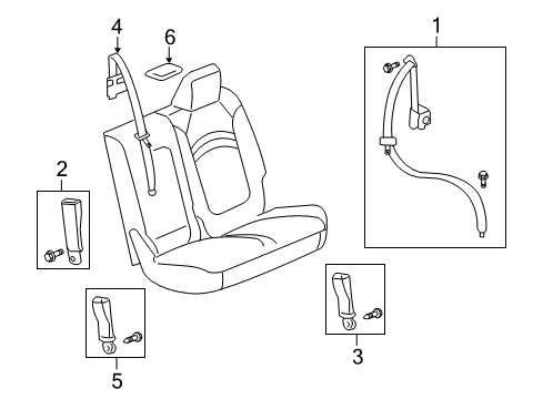2012 Buick Enclave Lap & Shoulder Belt, Rear Center Diagram for 19260231