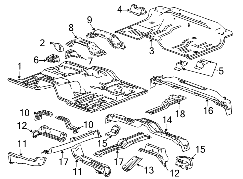 2017 Chevy Silverado 1500 Rear Crossmember Diagram for 23233722