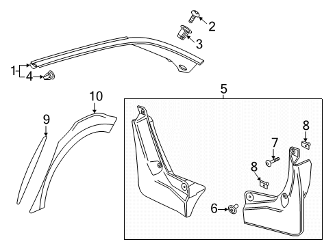 2018 Buick Regal TourX Upper Molding, Driver Side Diagram for 39180598