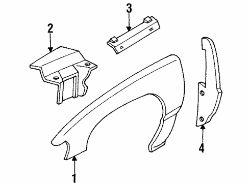 1996 Cadillac DeVille Fender, Driver Side Diagram for 3637203