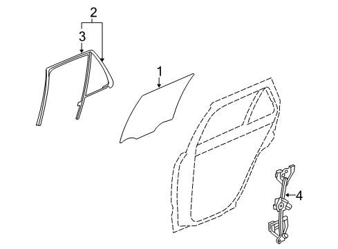 2009 Cadillac SRX Glass - Door Diagram