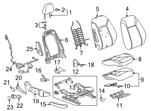 2018 Buick Regal Sportback Seat Cushion Pad, Front Passenger Side Diagram for 39195506
