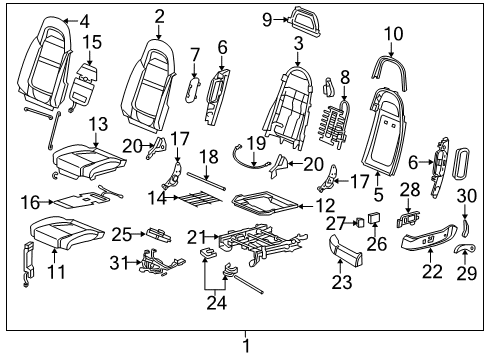 2003 Chevy SSR Seat Back Cover Diagram for 89039150