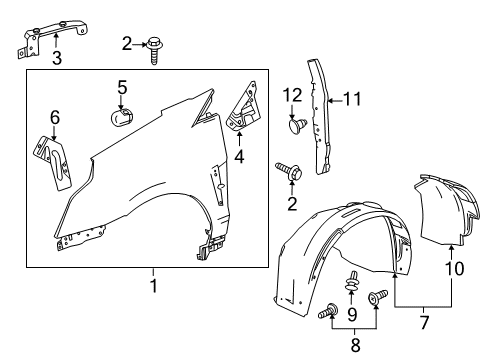 2010 Cadillac SRX Fender, Front Passenger Side Diagram for 22860723