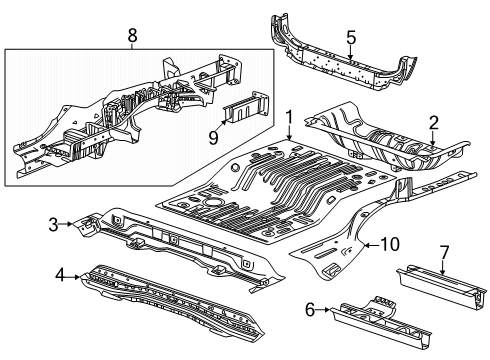 2024 Chevy Blazer EV Rear Floor & Rails Diagram