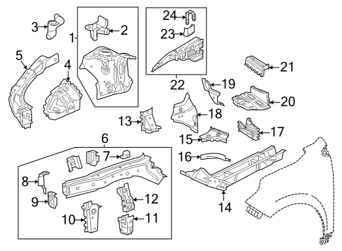 2024 Chevy Equinox Upper Rail Assembly Lower Bracket, Front Passenger Side Diagram for 23290832