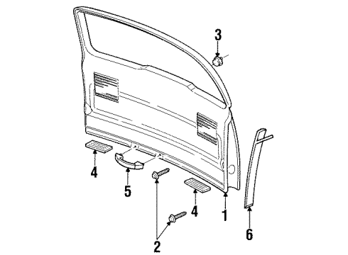 1998 Oldsmobile Silhouette Upper Molding, Rear Diagram for 10309316