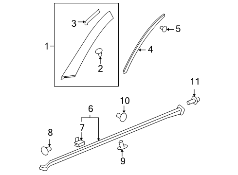 2007 Pontiac G6 Exterior Trim - Pillars Diagram