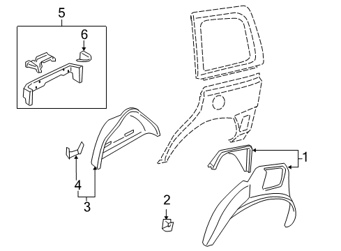 2006 Pontiac Montana Inner Wheelhouse Lower Bracket Diagram for 10258125