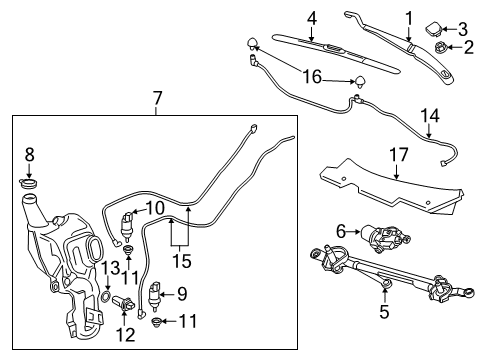 2022 Cadillac XT6 Washer Hose Diagram for 84166102