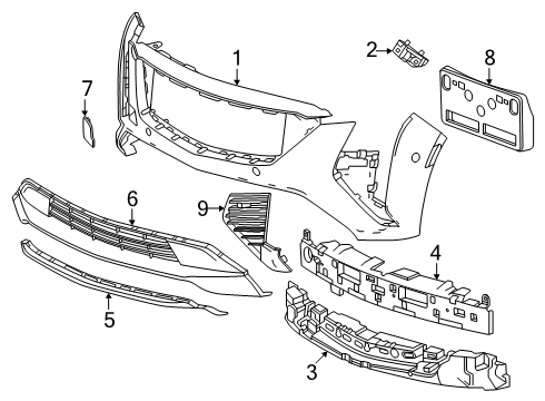 2025 Cadillac CT5 Bracket-Front License Plate Diagram for 42790225