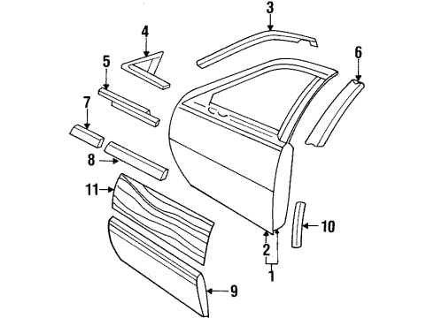 1993 Buick Roadmaster Belt Molding, Front Passenger Side Diagram for 16616452