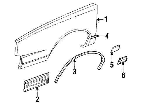 1990 Pontiac 6000 Exterior Trim - Fender Diagram