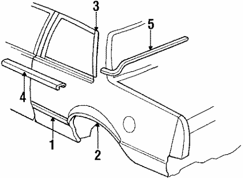1984 Chevy Celebrity Exterior Trim - Quarter Panel Diagram
