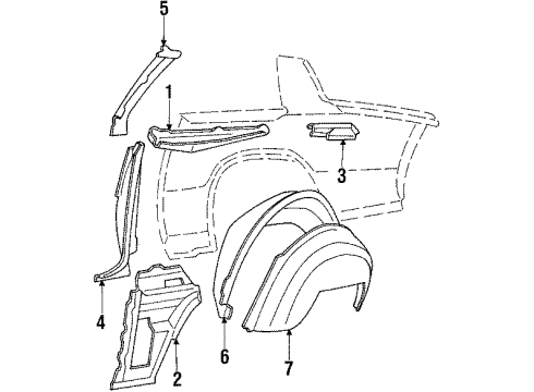 1985 Pontiac Grand Prix Inner Components - Quarter Panel Diagram