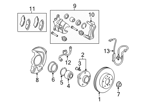 2010 Pontiac Vibe Flex Hose, Driver Side Diagram for 19184374