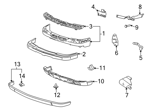 2005 Chevy Silverado 1500 Side Bracket, Passenger Side Diagram for 15059688