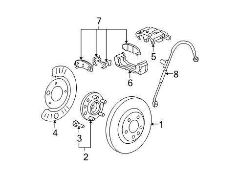 2006 Buick Lucerne Caliper, Front Passenger Side Diagram for 25983763