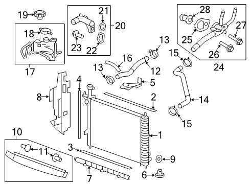 2010 Chevy Traverse Radiator & Components Diagram