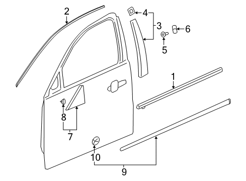 2018 Buick LaCrosse Exterior Trim - Front Door Diagram