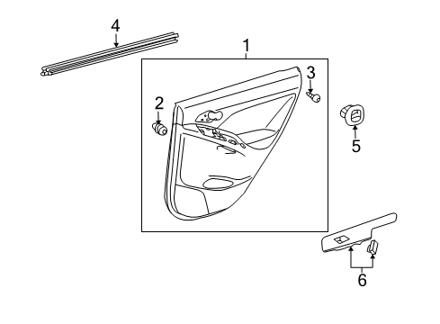 2010 Pontiac Vibe Interior Trim - Rear Door Diagram