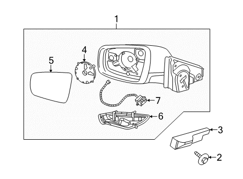 2010 Buick LaCrosse Mirror Assembly, Rear Passenger Side Diagram for 22857440