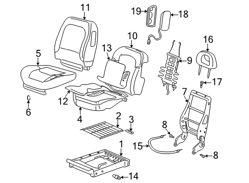 2007 Buick Rendezvous Seat Back Cover, Gray Diagram for 89039848