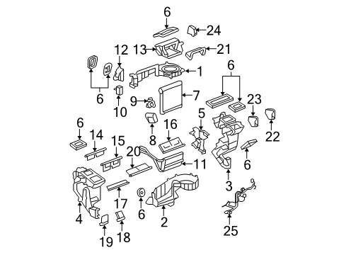 2010 Buick Lucerne A/C Evaporator & Heater Components Diagram