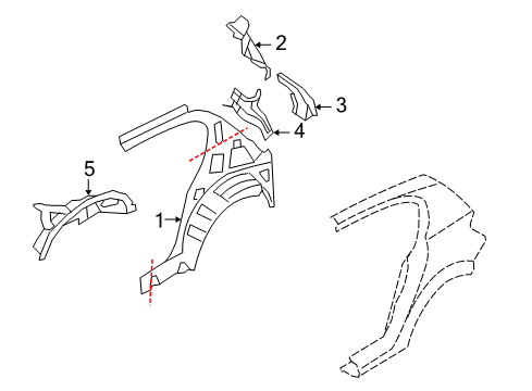 2008 Saturn Astra Inner Structure - Quarter Panel Diagram